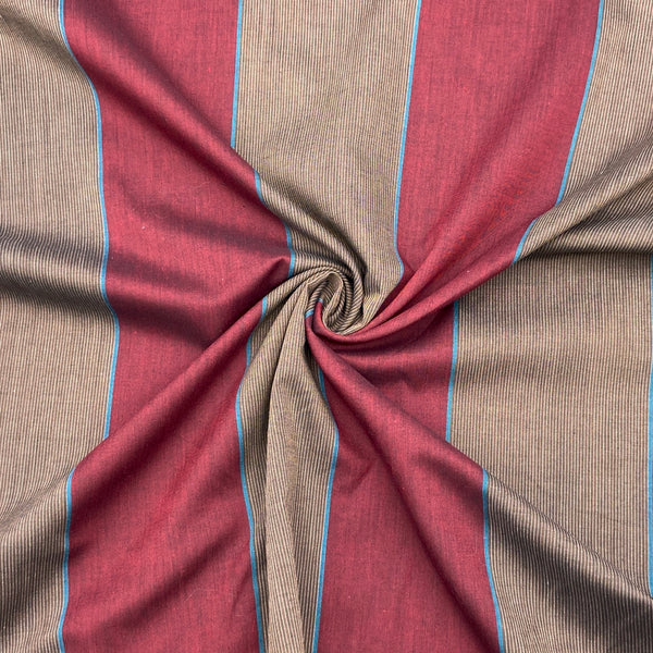 Red Delicious Stripe | Poly/Cotton Shirting
