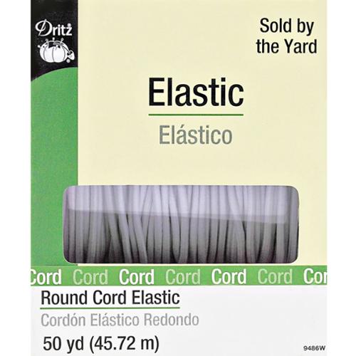 White | Dritz Round Cord Elastic | By the Yard