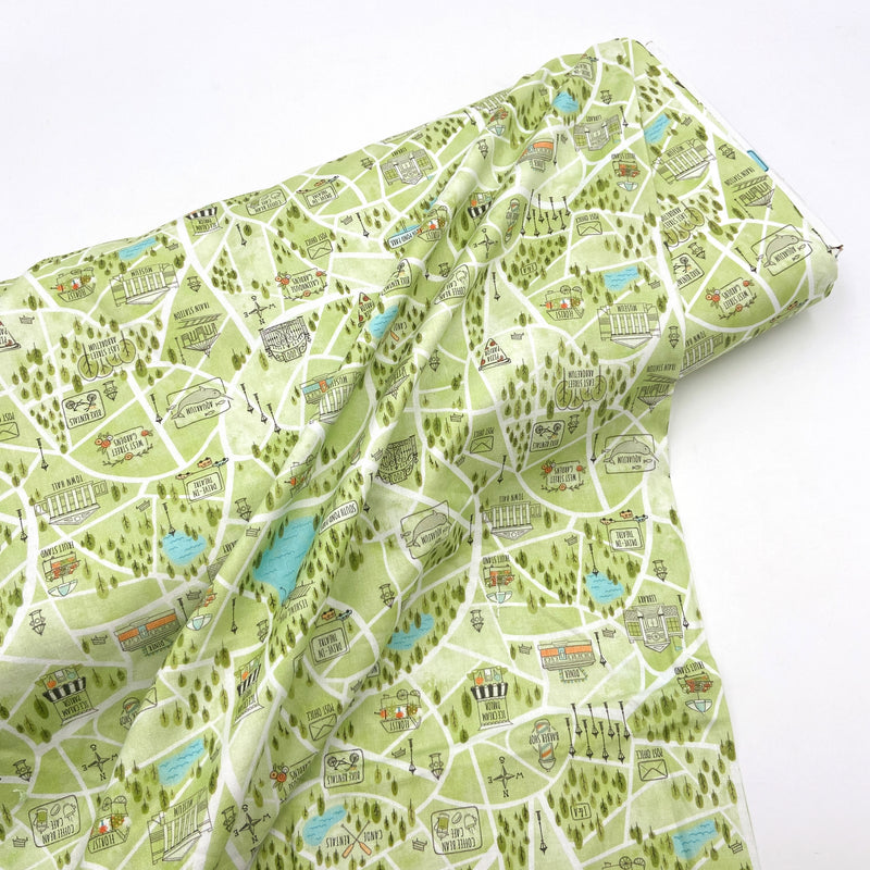 Bike Path Pale Green | Scenic Route | Quilting Cotton