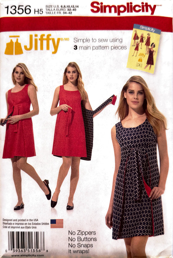 Simplicity 1356 | Adult Reversible Wrap Dress | Size 6-14