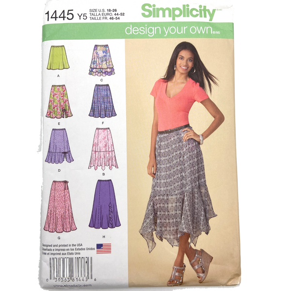 Simplicity 1445 | Adult Design Your Own Skirt with Length Variations | Size 18-26