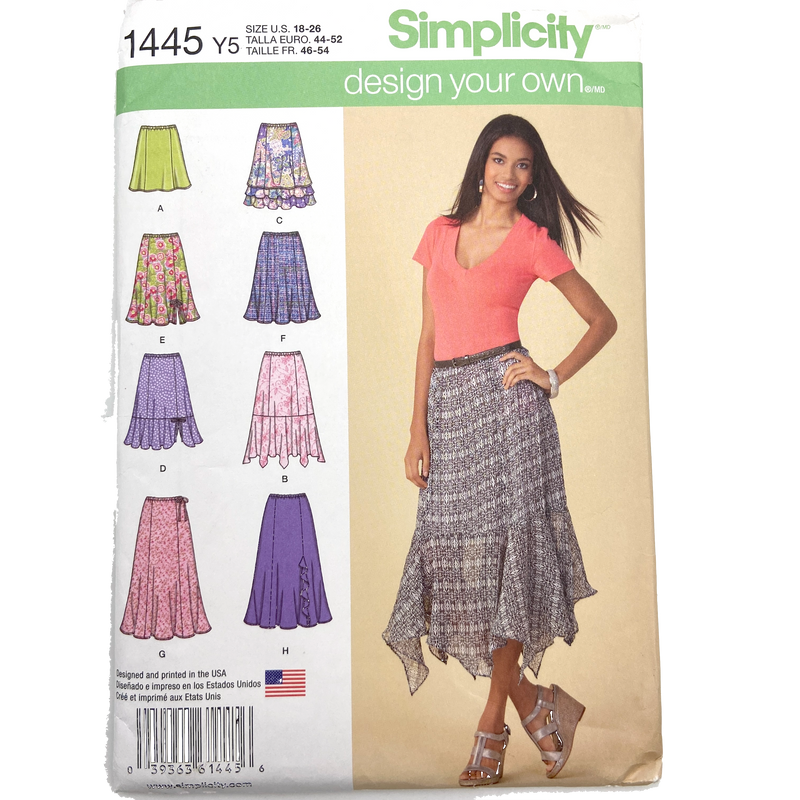 Simplicity 1445 | Adult Design Your Own Skirt with Length Variations | Size 18-26