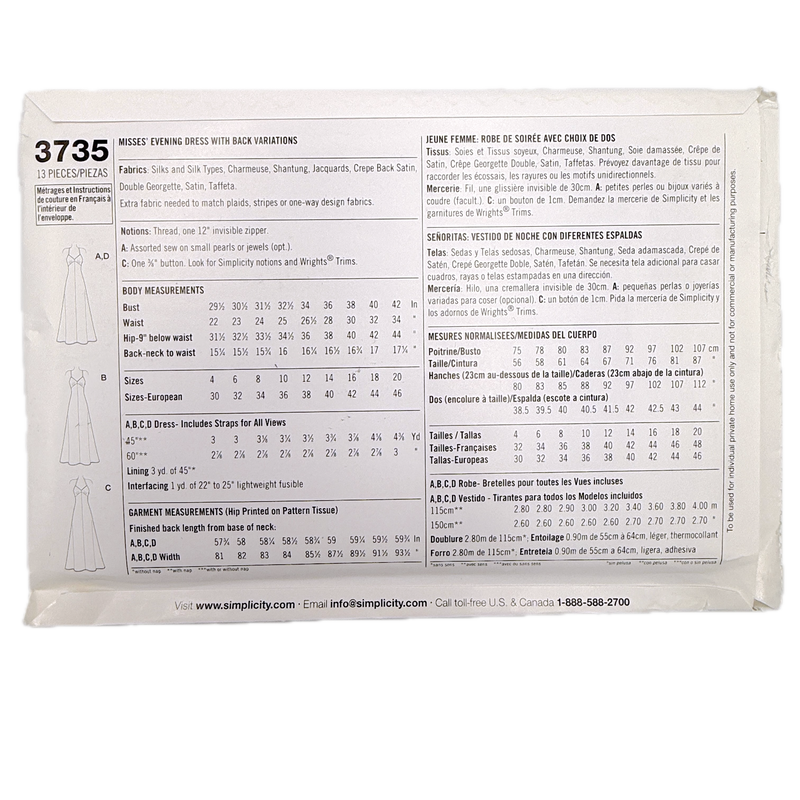 Simplicity 3735 | Adult Dress | Size 4-12