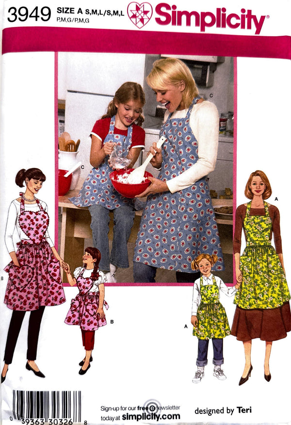 Simplicity 3949 | Adult and Child Aprons | Size S-L