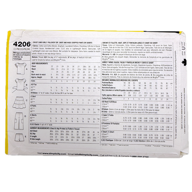 Simplicity 4206 | Kid's Separates | Choose Your Size