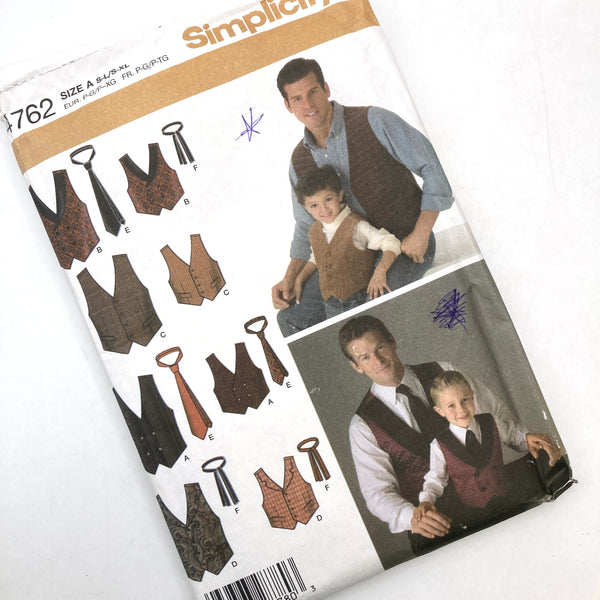 Simplicity 4762 | Kids' and Adults' Vests and Ties | Size S-L and S-XL