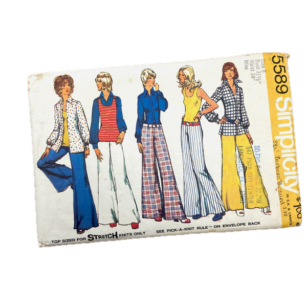 Simplicity 5589 | Adult Shirt, Jacket, Top and Hi-Hugger Wide Leg Pants| Size 8