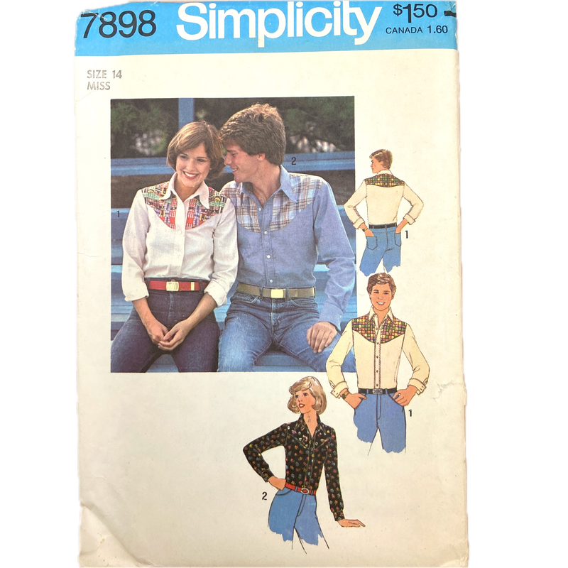 Simplicity 7898 | Adult Shirt with Yoke Interest | Size 14