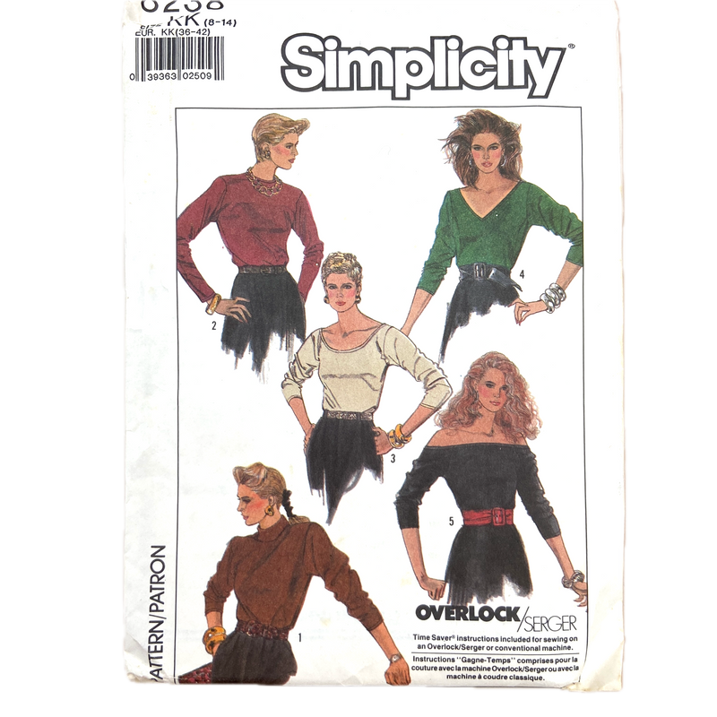 Simplicity 8238 | Adult Easy-to-Sew Tops | Size 8-14