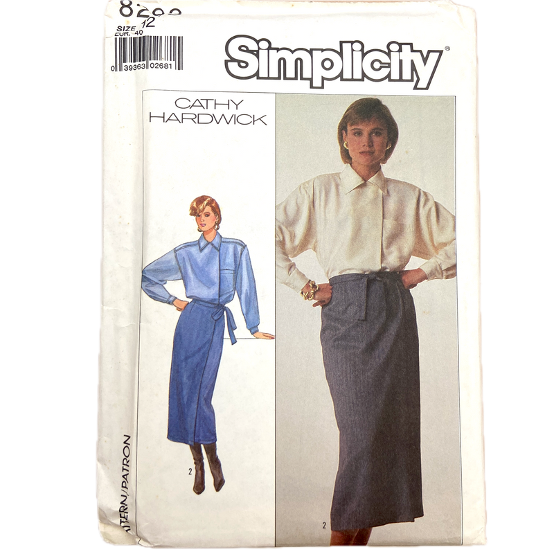 Simplicity 8293 | Mock-Wrap Skirt in Two Lengths and Very Loose-Fitting Shirt | Size 12