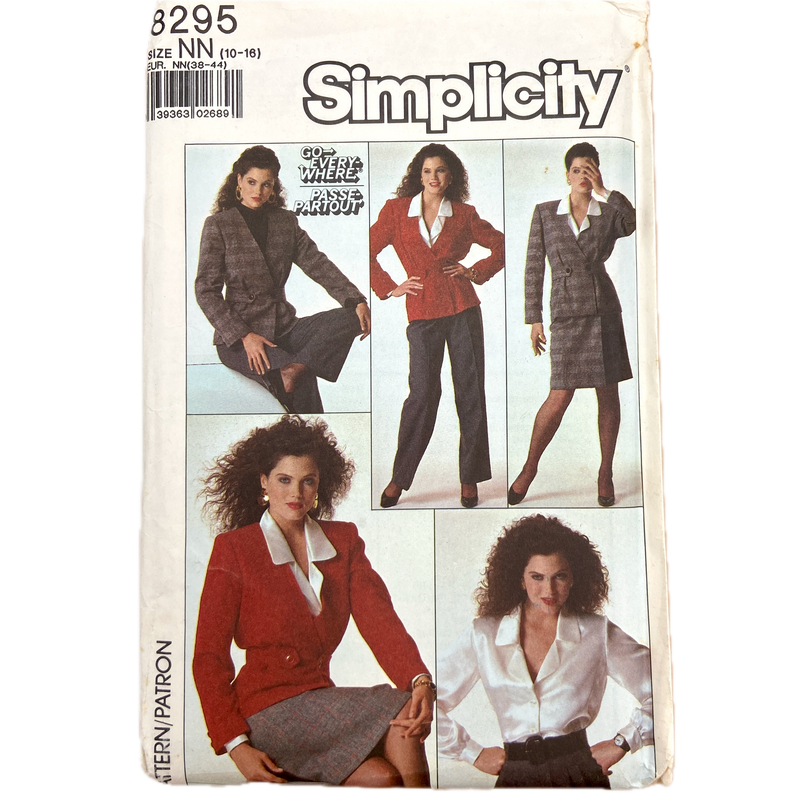 Simplicity 8295 | Adult Blouse, Skirt Pants and Lined Jacket | Size 10-16