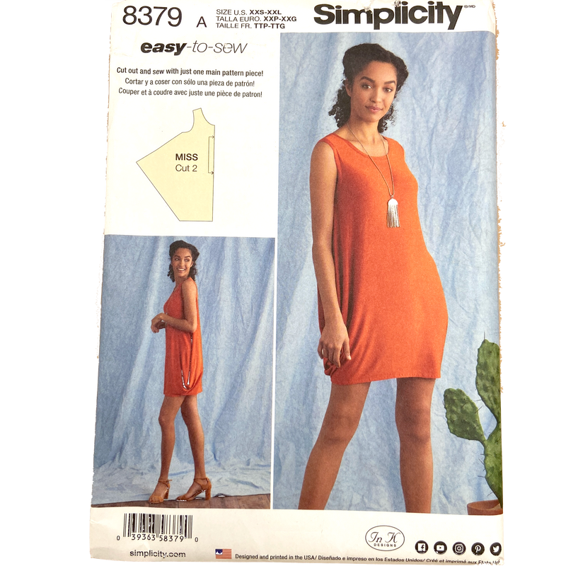 Simplicity 8379 | Adult Knit Dress | Size XXS - XXL