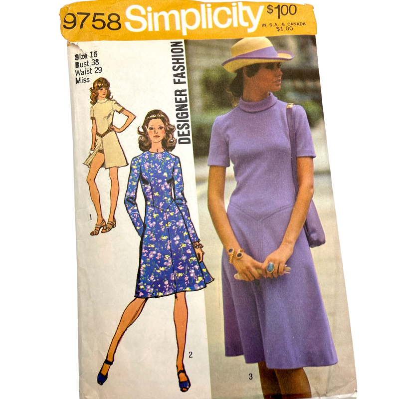 Simplicity 9758 | Misses Dress in Two Lengths | Size 16