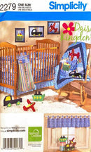 Simplicity pattern cover for baby crib set with toys and furniture