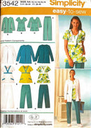 Simplicity sewing pattern packaging with images of clothing and a woman wearing the garment.
