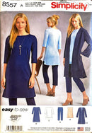 Simplicity 8557 | Misses'/Miss Petite Knit Cropped Pants, Dress, or Tunic and Duster | Size XS-XXL