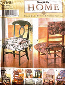 Simplicity Home sewing pattern for chair pads, futon, and glider covers with images of chairs and patterns.