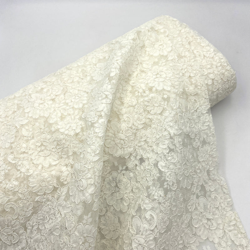 Snowdrop | Embroidered Mesh Corded Lace