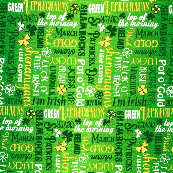 St. Patrick's Day Words | Quilted Treasures Irish Charm | Quilting Cotton