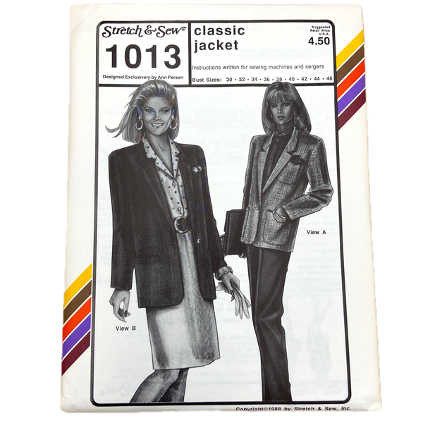 Stretch & Sew 1013 | Classic Jacket | Bust Sizes 30-46