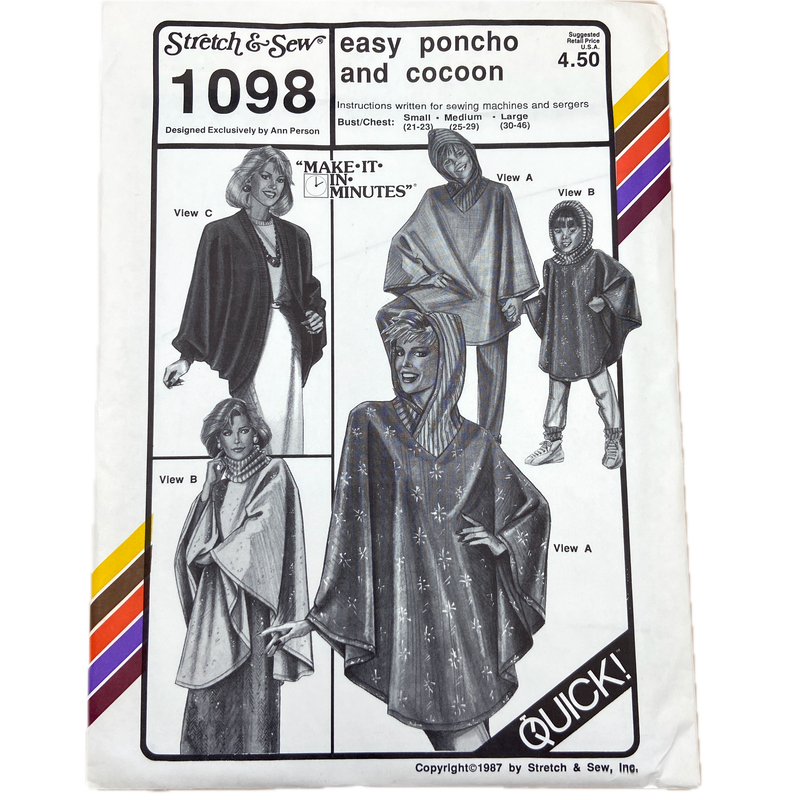 Stretch & Sew 1098 | Easy Poncho and Cocoon | Size S-L