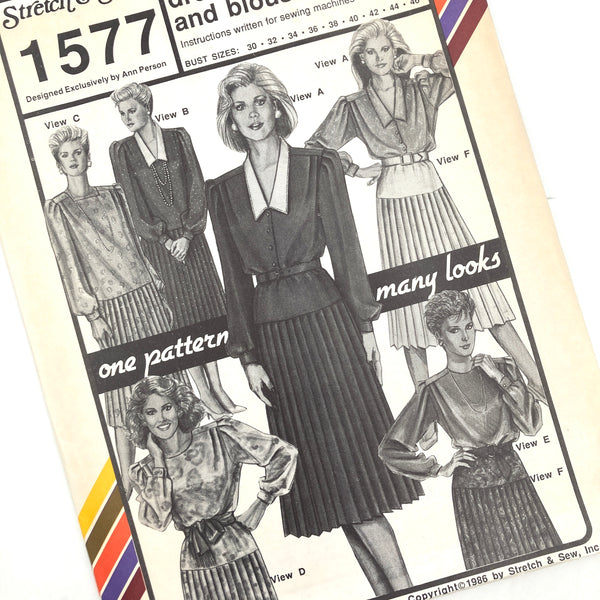 Stretch & Sew 1577 | Adults' Hip Yoke Dress, Skirt and Blouse | Bust Sizes 30-46