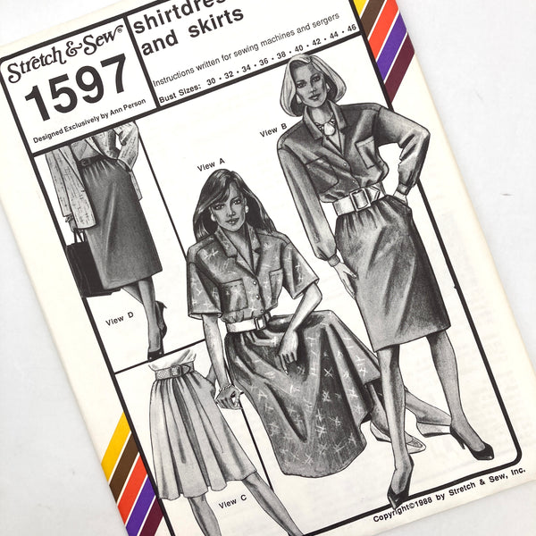 Stretch & Sew 1597 | Adults' Shirtdresses and Skirts | Bust Sizes 30-46