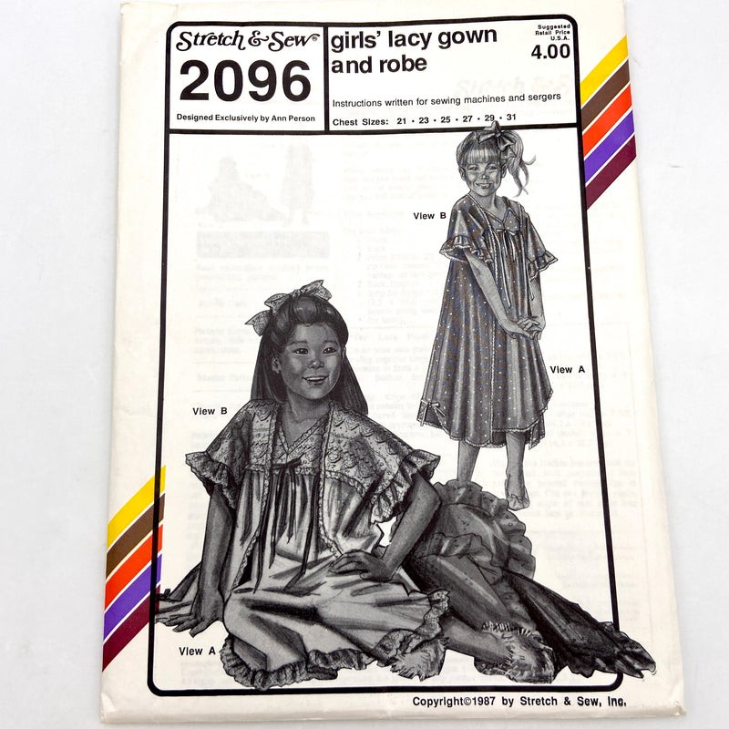 Stretch & Sew 2096 | Children's Lacy Gown and Robe | Chest Size 21-31