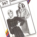 Packaging for Stretch & Sew 347 pattern showing two illustrated images of a jewel neck and ruffled blouse, with text indicating the bust sizes 30-46 and the designer, Vena.
