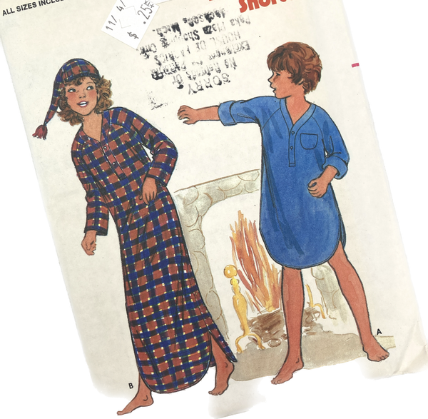 Butterick 6848 | Kids' Nightshirt and Cap | Sizes S-M-L
