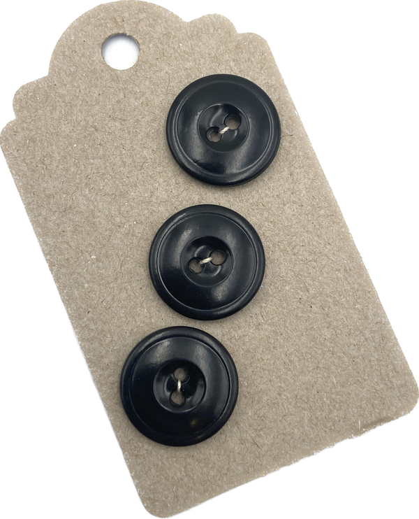 3/4" Basic Black | Set of 3 | Plastic Buttons