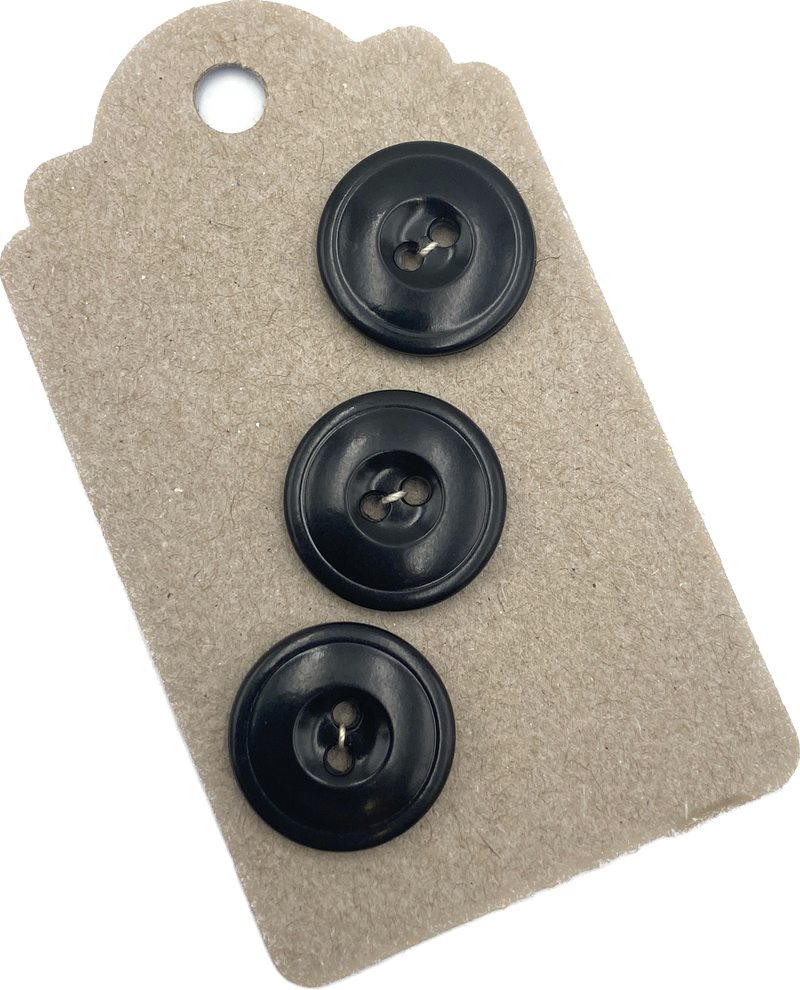 3/4" Basic Black | Set of 3 | Plastic Buttons