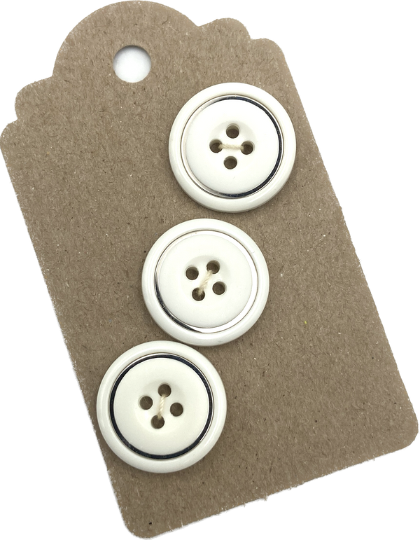 3/4" Silver Ring | Set of 3 | Plastic Buttons