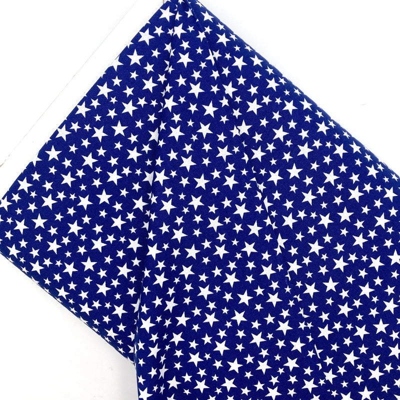 Tossed White Stars on Blue | My Happy Place | Quilting Cotton