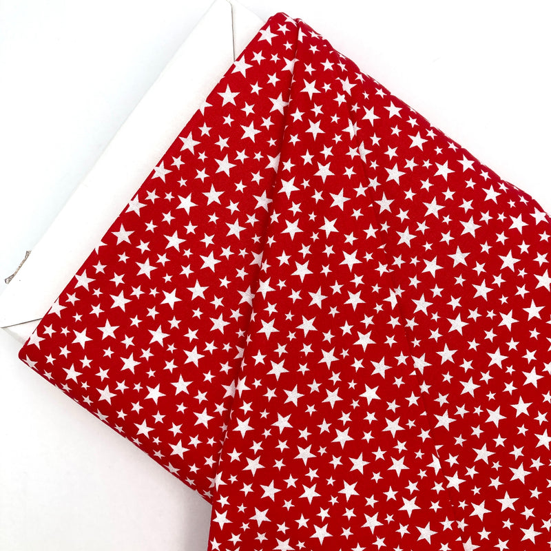 Tossed White Stars on Red | My Happy Place | Quilting Cotton