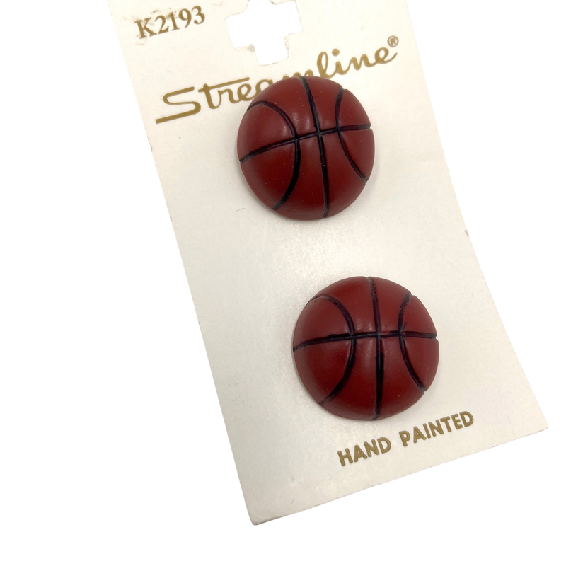 7/8" Basketballs | Plastic Buttons | Set of 2