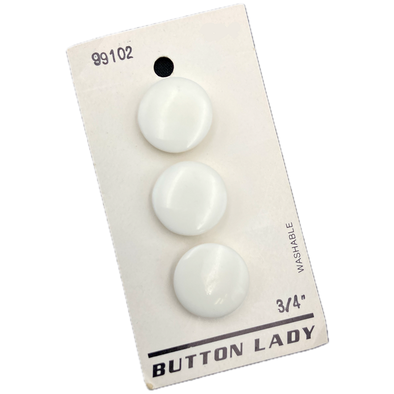 3/4" Blanc | Plastic Buttons | Set of 3