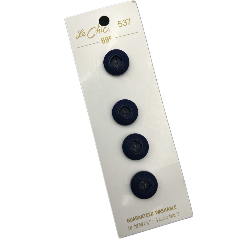 5/8" Navy Chic | Plastic Buttons | Set of 4