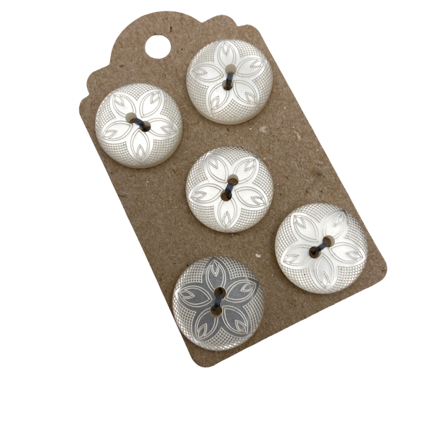 3/4" Snowdrop  | Vintage Plastic Buttons | Set of 5