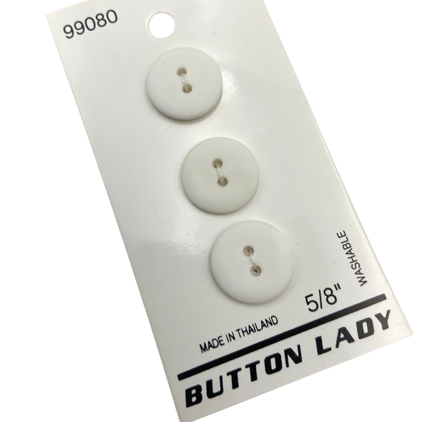 5/8" Blanche | Vintage Plastic Buttons | Set of 3