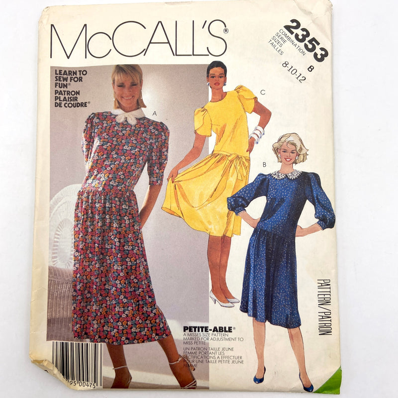 McCall's 2353 | Misses' Dress and Tie Belt  | Sizes 8-12