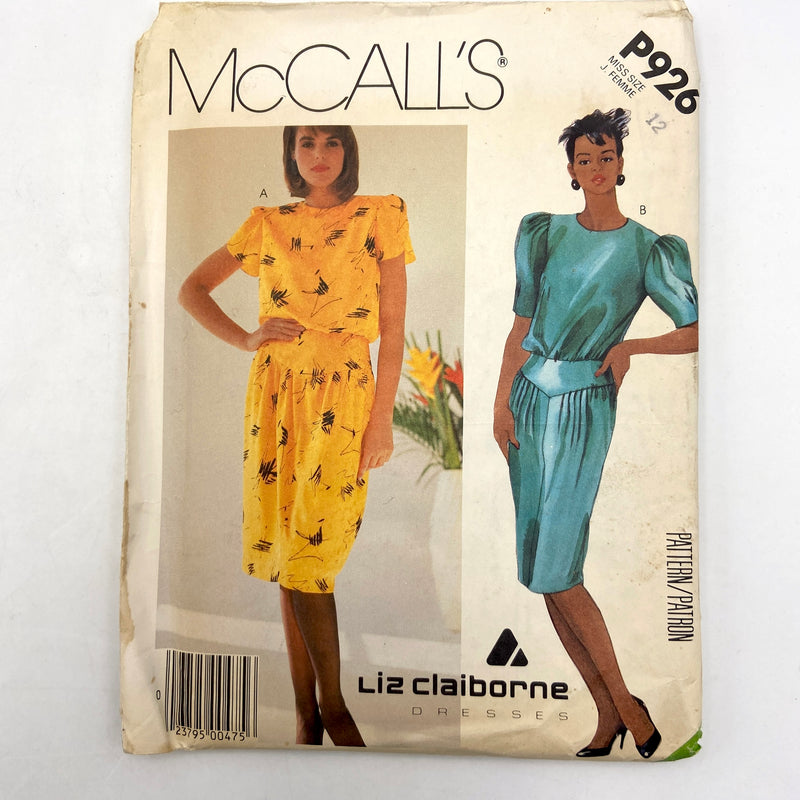 McCall's P926 | Adult Dress  | Size 12