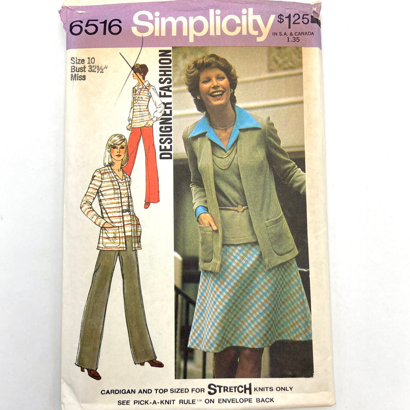 Simplicity 6516 | Adult Cardigan and Top | Size 10