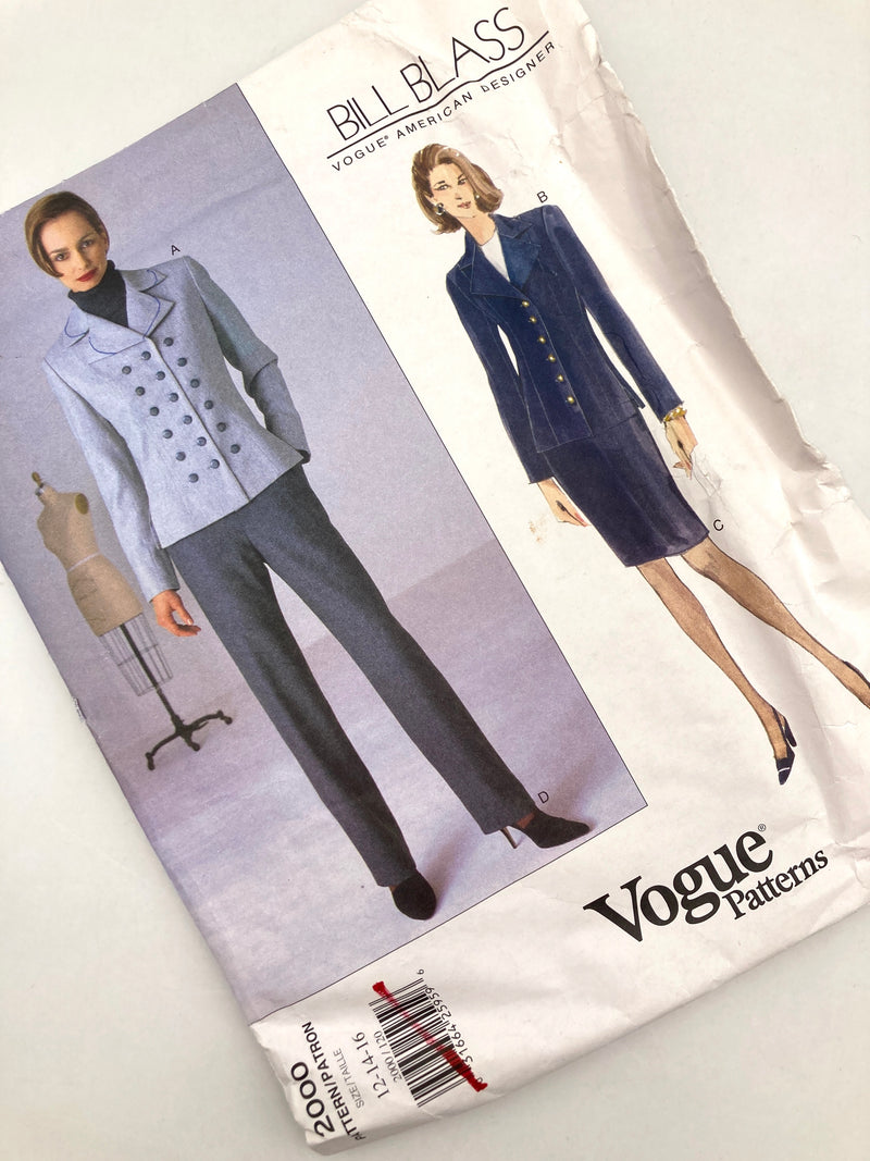Vogue 2000 Bill Blass | Adult Petite Jacket, Skirt and Pants | Sizes 12-14-16