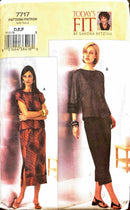 Sewing pattern for a woman's outfit with two models and branding information.