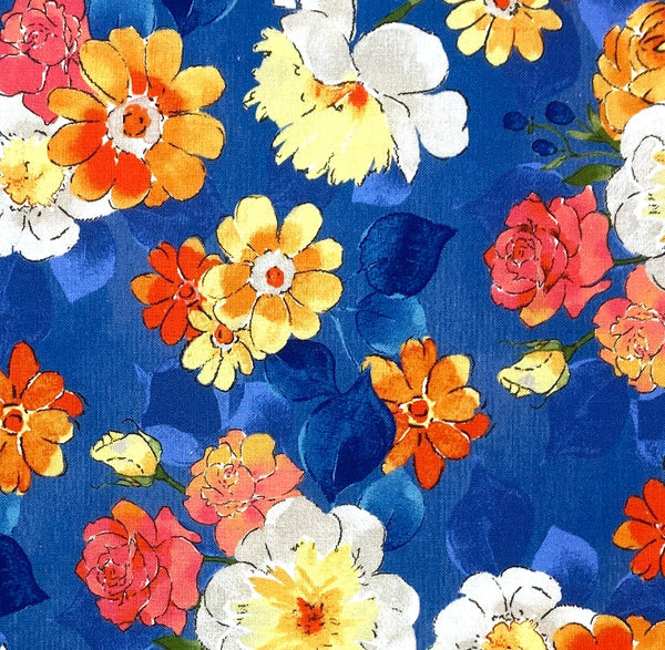 Watercolor Floral Dark Blue | Faith | Quilting Cotton