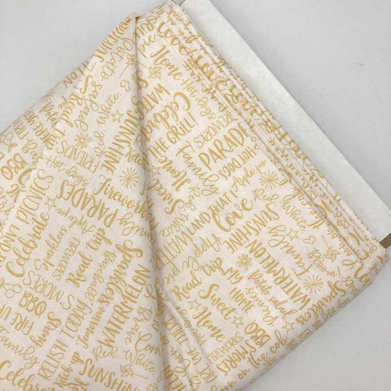 Wordy Words Yellow | Red, White & Bloom | Quilting Cotton