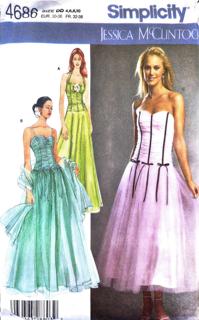 Simplicity 4686 Misses Jessica McClintock Corset dress Bridesmaid, pr