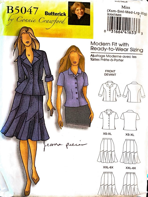 Butterick B5047 Connie Crawford | Misses'/Women's Jacket, Shirt, & Skirt | Size XS-XLG