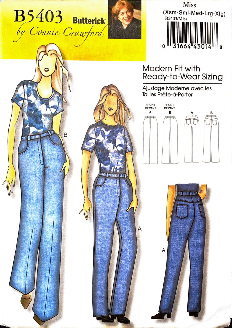 Butterick B5403 Connie Crawford | Misses'/Women's Jeans | Size XS-XL